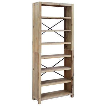Bookcase 7 compartments 80x30x200 cm solid acacia wood
