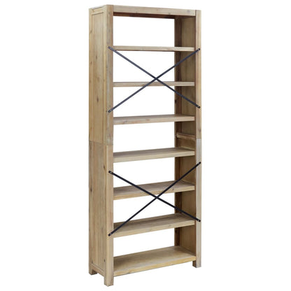 Bookcase 7 compartments 80x30x200 cm solid acacia wood