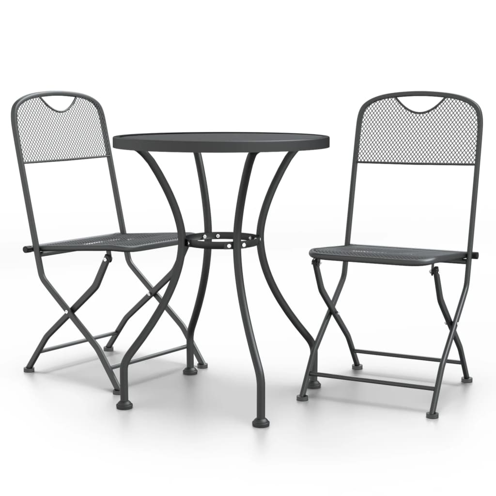 3-piece garden dining set, expanded metal grid, anthracite
