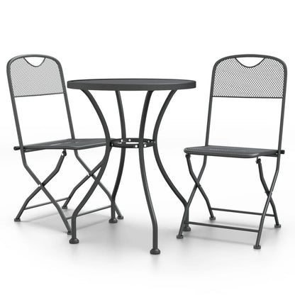 3-piece garden dining set, expanded metal grid, anthracite