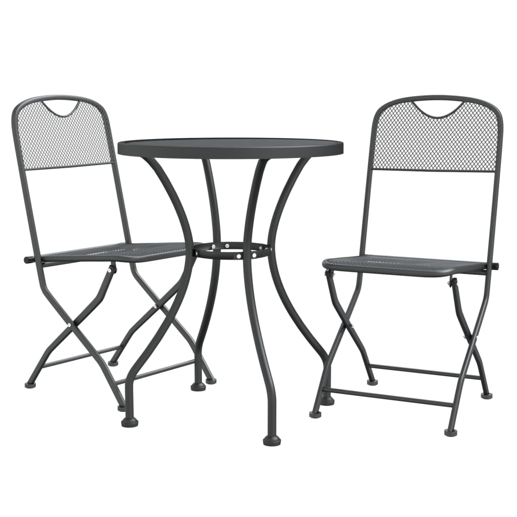 3-piece garden dining set, expanded metal grid, anthracite