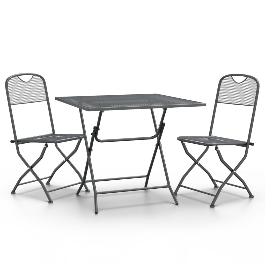 3-piece garden dining set, expanded metal, anthracite