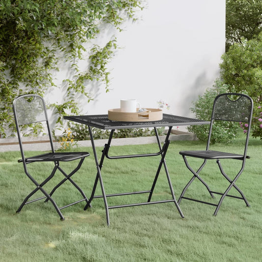 3-piece garden dining set, expanded metal, anthracite