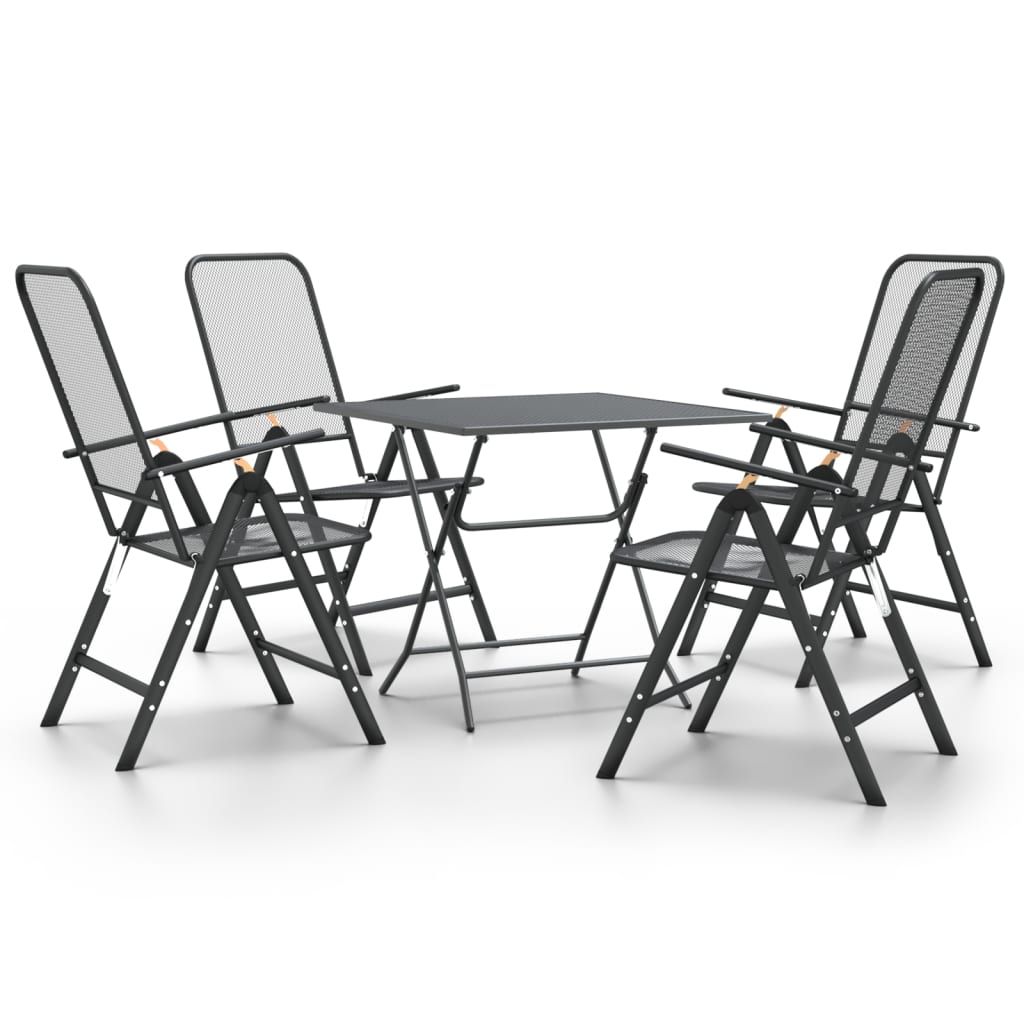 5-piece garden dining set, expanded metal, anthracite