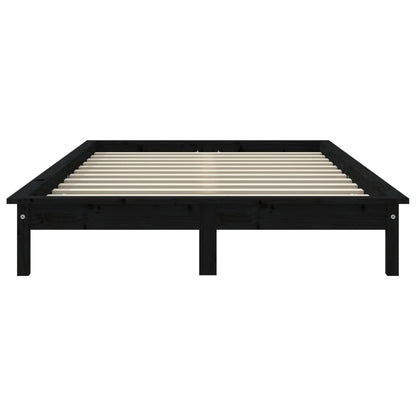 Solid wood bed black 160x200 cm pine