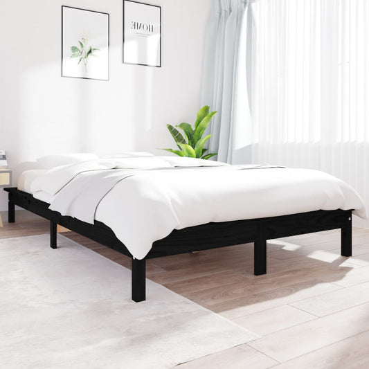 Solid wood bed black 160x200 cm pine
