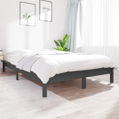 Solid wood bed grey 200x200 cm pine