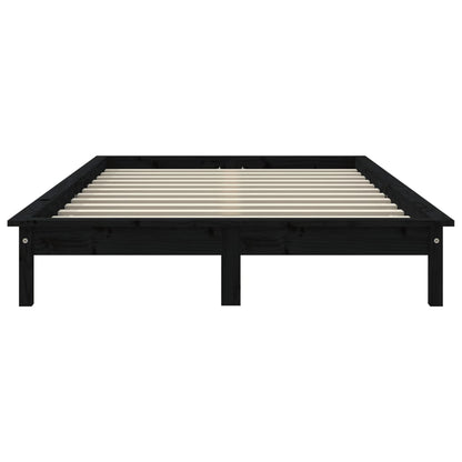 Solid wood bed black 200x200 cm pine