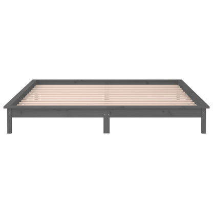Solid wood bed with LEDs grey 160x200 cm