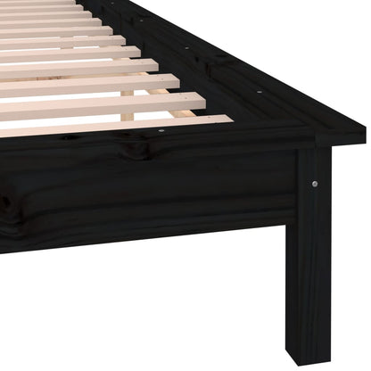 Solid wood bed with LEDs Black 160x200 cm