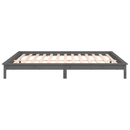 Solid wood bed with LEDs grey 200x200 cm