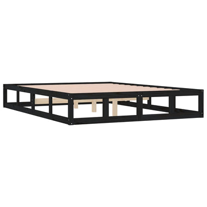 Solid wood bed black 200x200 cm
