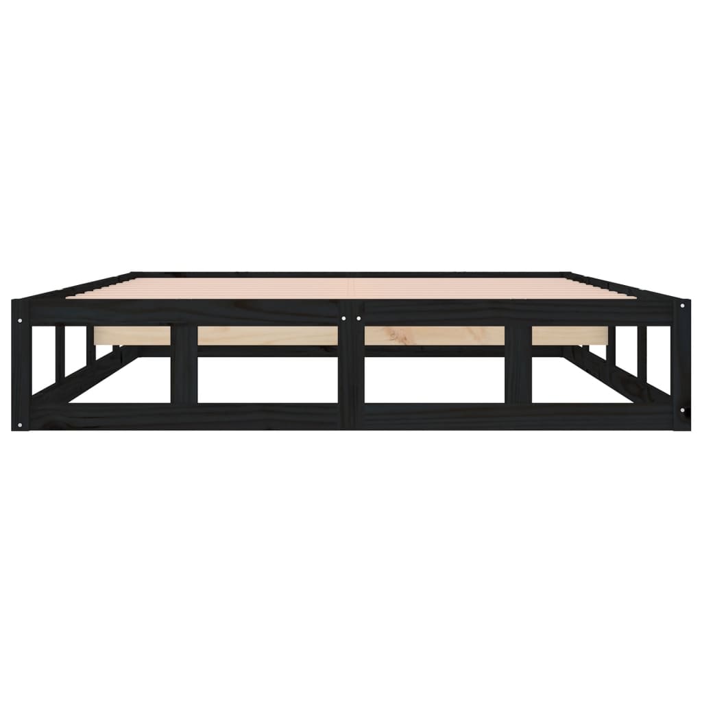Solid wood bed black 200x200 cm