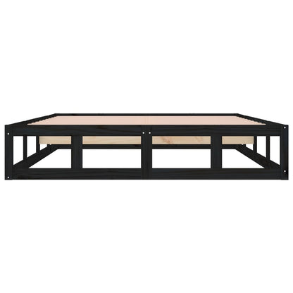Solid wood bed black 200x200 cm