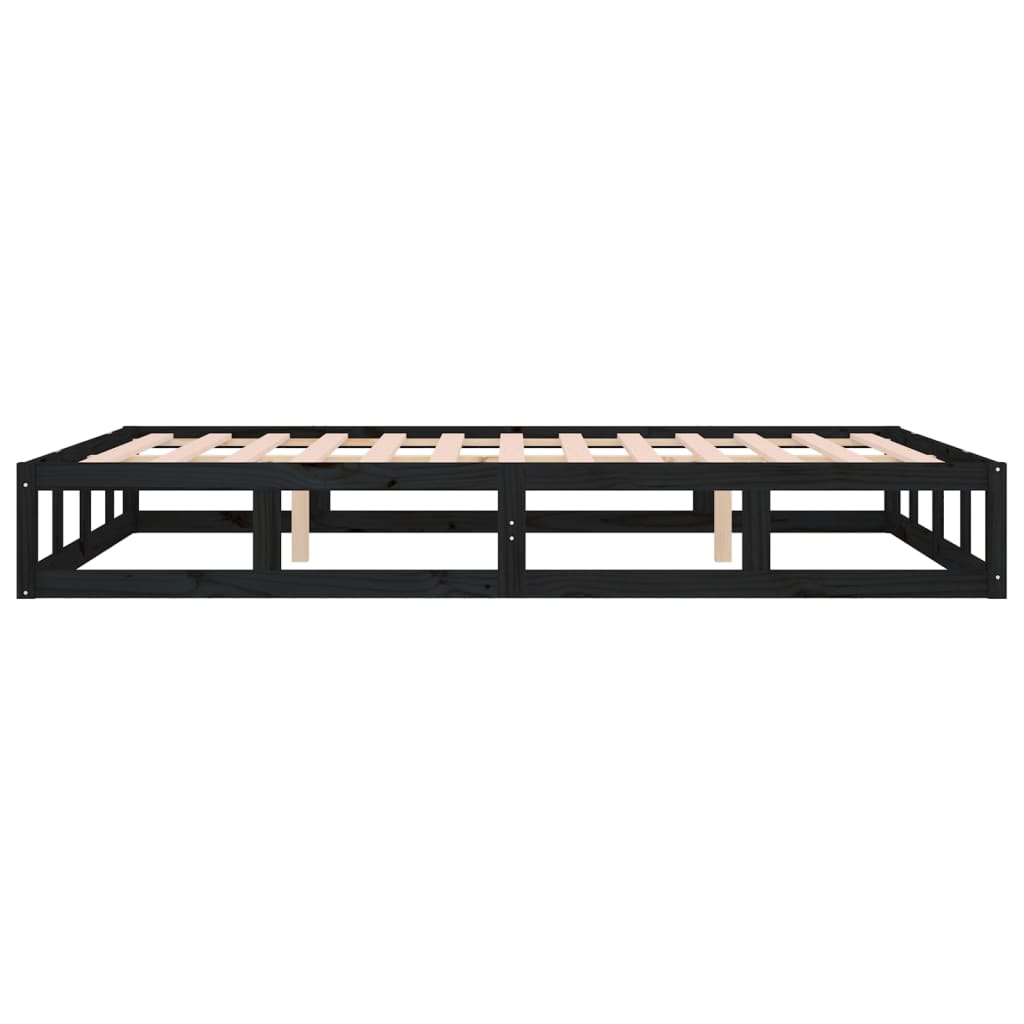 Solid wood bed black 200x200 cm