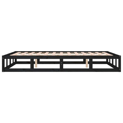 Solid wood bed black 200x200 cm