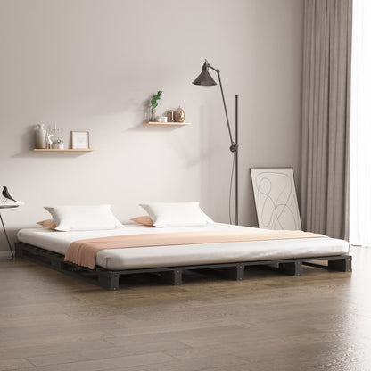Pallet bed grey 160x200 cm solid pine