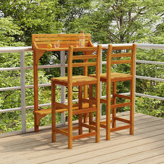 3-piece balcony bar set solid acacia wood