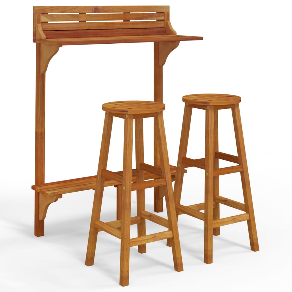 3-piece balcony bar set solid acacia wood