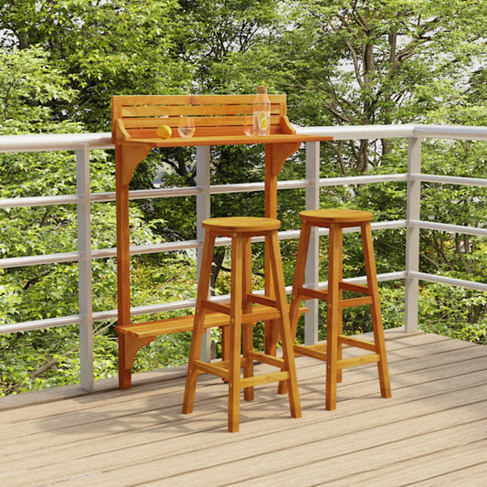 3-piece balcony bar set solid acacia wood