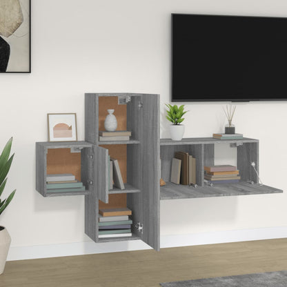3-piece TV cabinet set grey Sonoma wood material