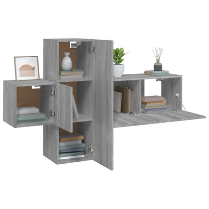 3-piece TV cabinet set grey Sonoma wood material