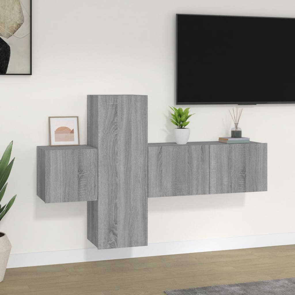 3-piece TV cabinet set grey Sonoma wood material