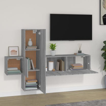 3-tlg. TV-Schrank-Set Grau Sonoma Holzwerkstoff