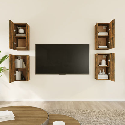TV cabinets 4 pcs. Smoked oak 30.5x30x60 cm wood material