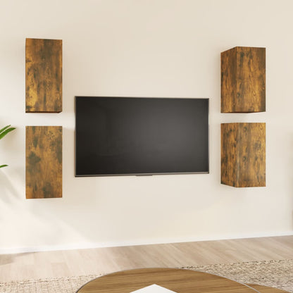 TV cabinets 4 pcs. Smoked oak 30.5x30x60 cm wood material