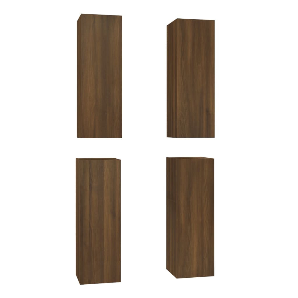 TV cabinets 4 pcs. Brown oak look 30.5x30x90 cm