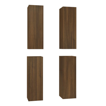 TV cabinets 4 pcs. Brown oak look 30.5x30x90 cm