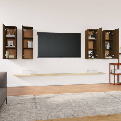 TV cabinets 4 pcs. Brown oak look 30.5x30x90 cm