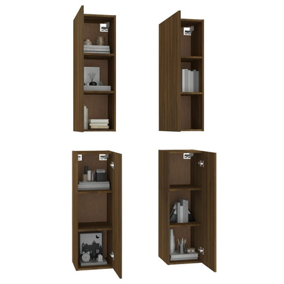 TV cabinets 4 pcs. Brown oak look 30.5x30x90 cm