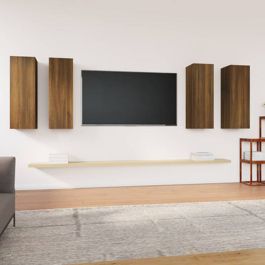 TV cabinets 4 pcs. Brown oak look 30.5x30x90 cm