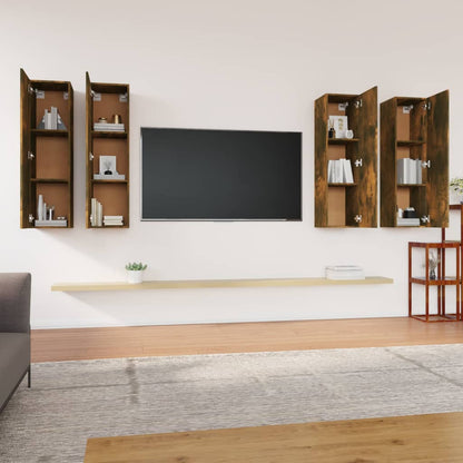 TV cabinets 4 pcs. smoked oak 30.5x30x110 cm wood material