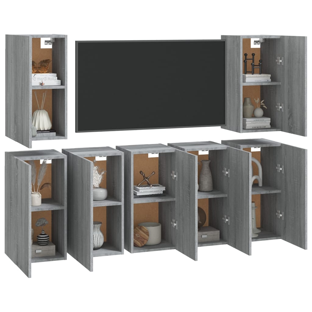 TV cabinets 7 pcs. Grey Sonoma 30.5x30x60 cm wood material