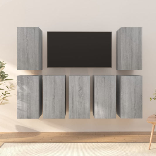TV cabinets 7 pcs. Grey Sonoma 30.5x30x60 cm wood material