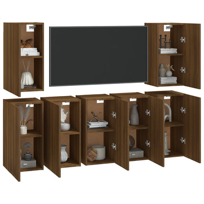 TV cabinets 7 pcs. Brown oak look 30.5x30x60 wood material