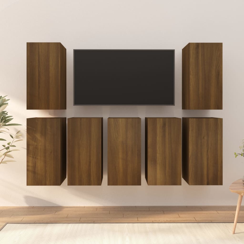 TV cabinets 7 pcs. Brown oak look 30.5x30x60 wood material