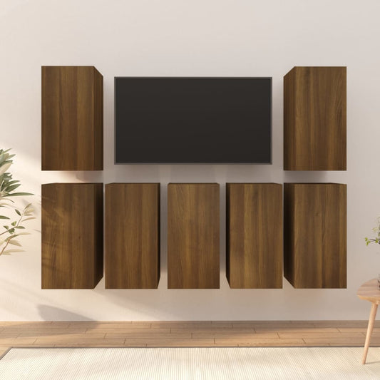 TV-Schränke 7 Stk. Braun Eichen-Optik 30,5x30x60 Holzwerkstoff