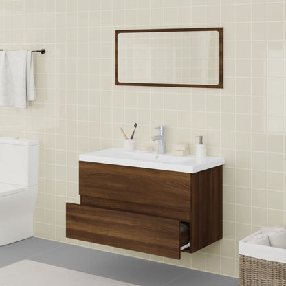Bathroom furniture set brown oak look wood material