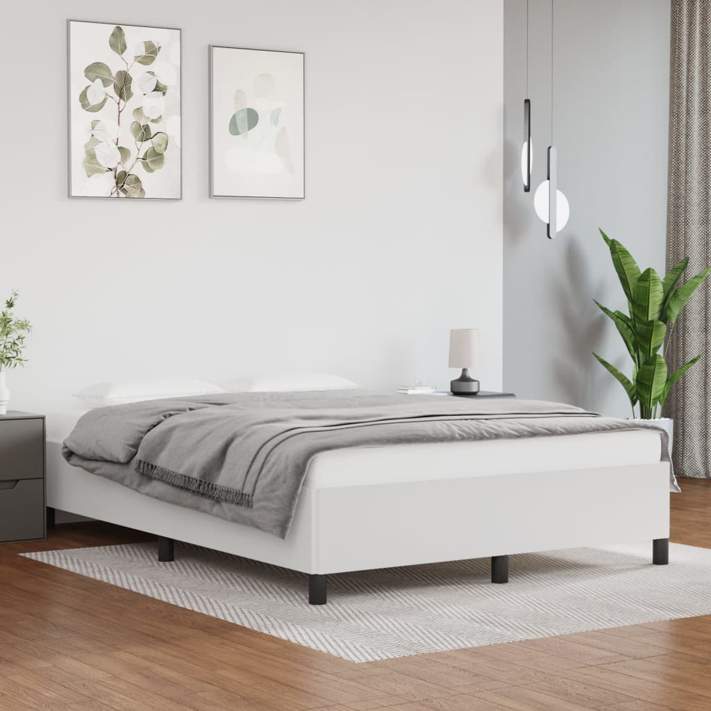 Bed frame white 140x200 cm artificial leather