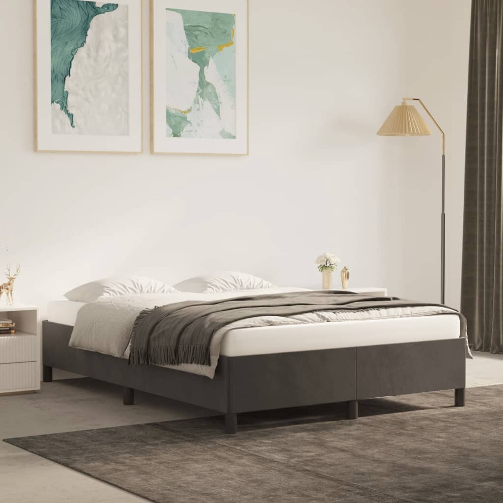Bed frame dark grey 140x200 cm velvet