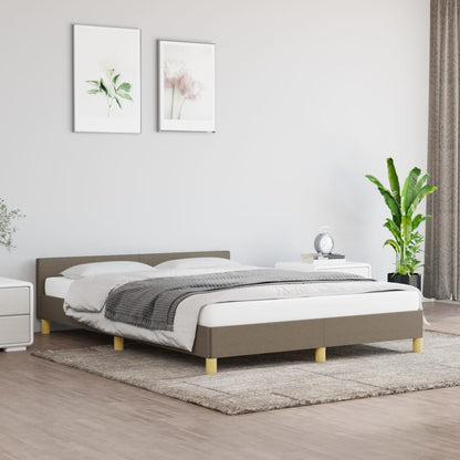 Bed frame with headboard taupe 140x200 cm fabric