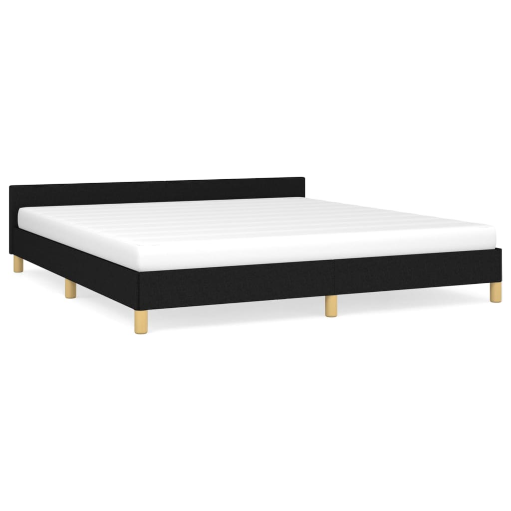 Bed frame with headboard black 180x200 cm fabric