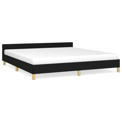 Bed frame with headboard black 180x200 cm fabric