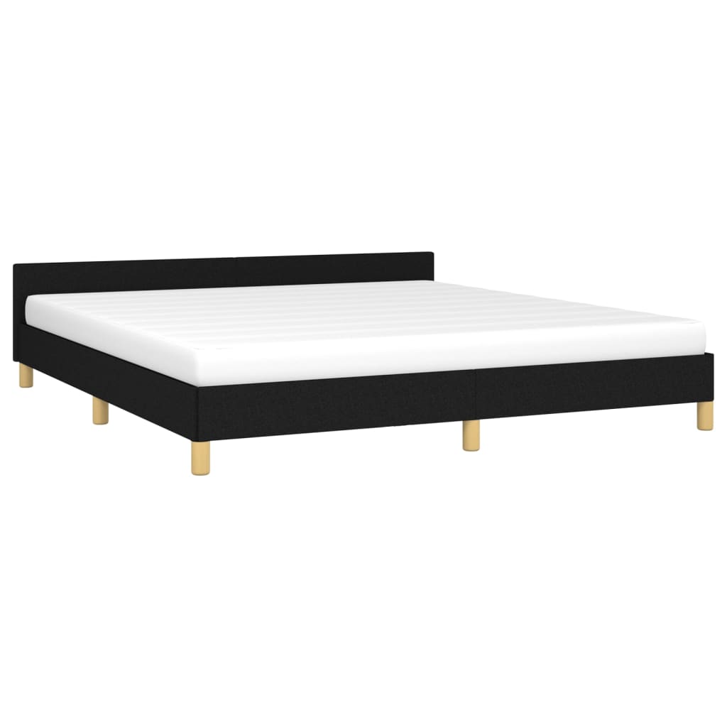 Bed frame with headboard black 180x200 cm fabric