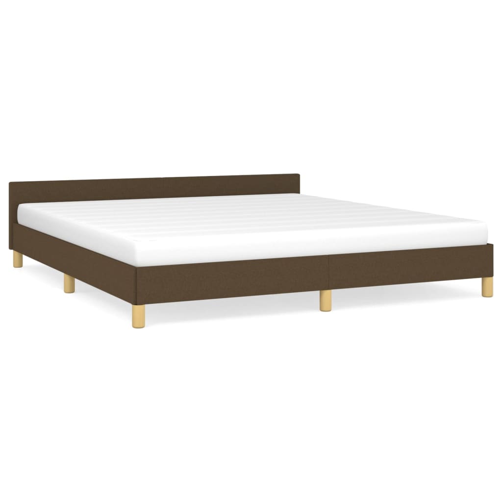 Bed frame with headboard dark brown 180x200 cm fabric