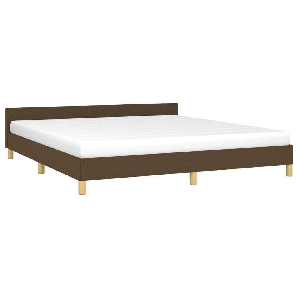 Bed frame with headboard dark brown 180x200 cm fabric